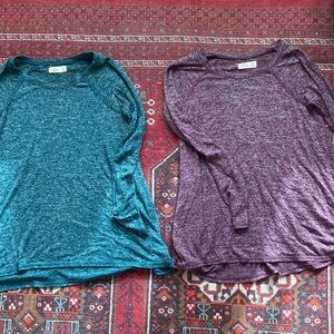 Hollister green and Purple Crew Neck Sweaters plus! S M